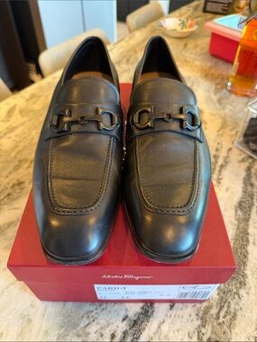 Salvatore Ferragamo Black Leather Horsebit Loafers